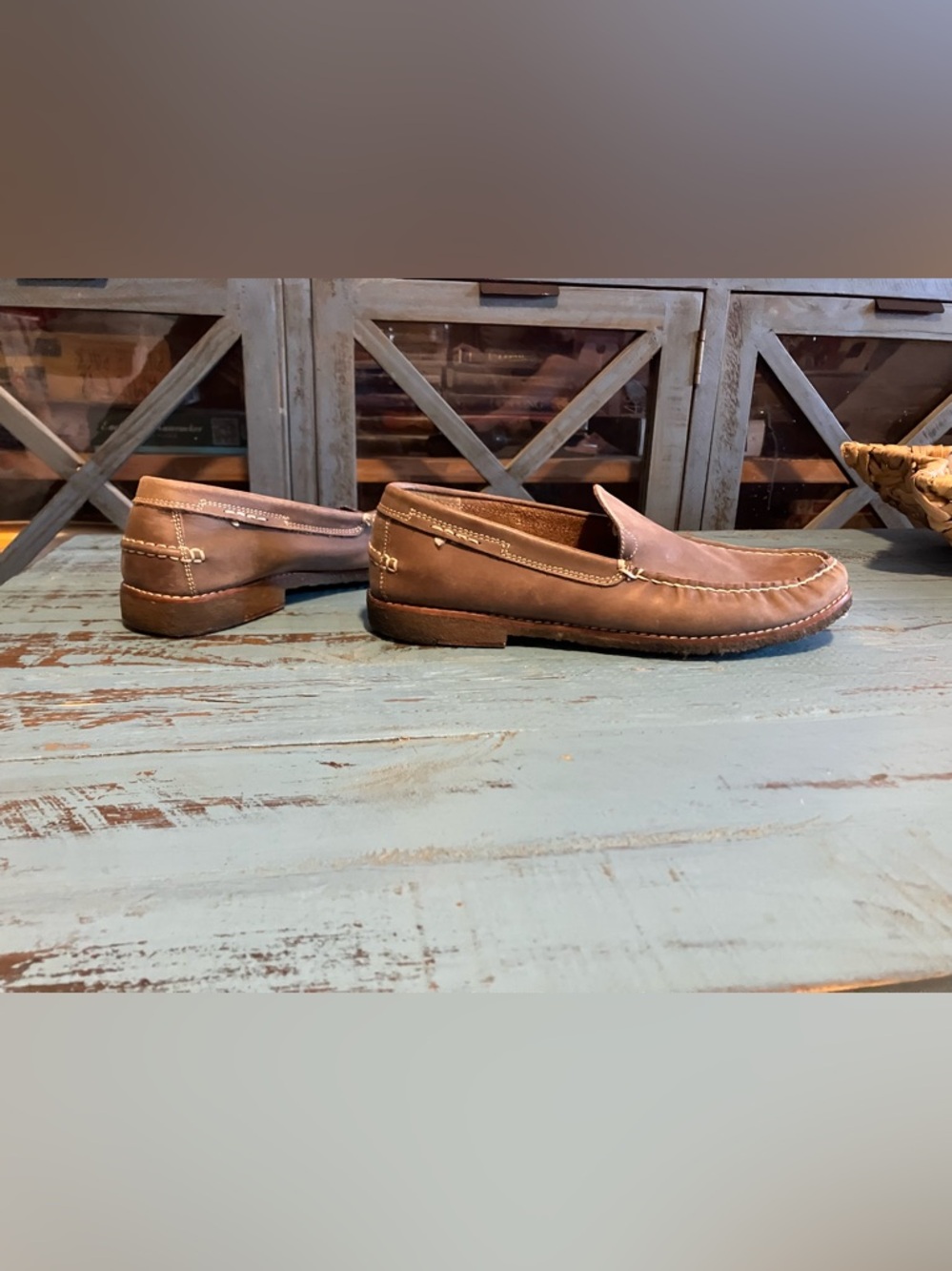 J.D. FISK Men's Soft Brown Leather Slip-On Loafers - Picture 6 of 16